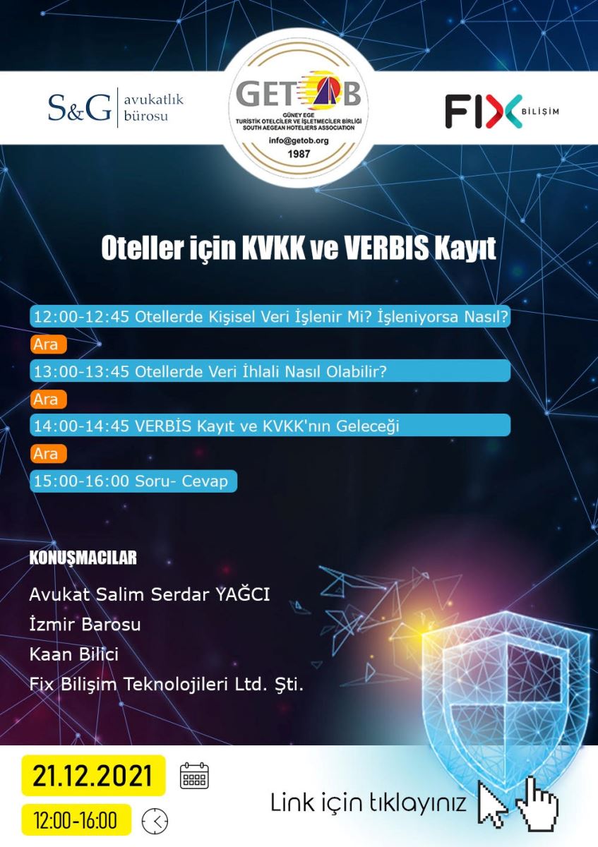 GETOB Oteller için KVKK ve VERBIS Kayıt Konusunda Bilgilendirme Çalışması Planladı.